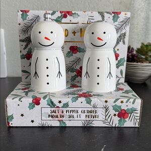 Coco + Lola Snowman Salt Shaker & Pepper Grinder Christmas Winter Holidays